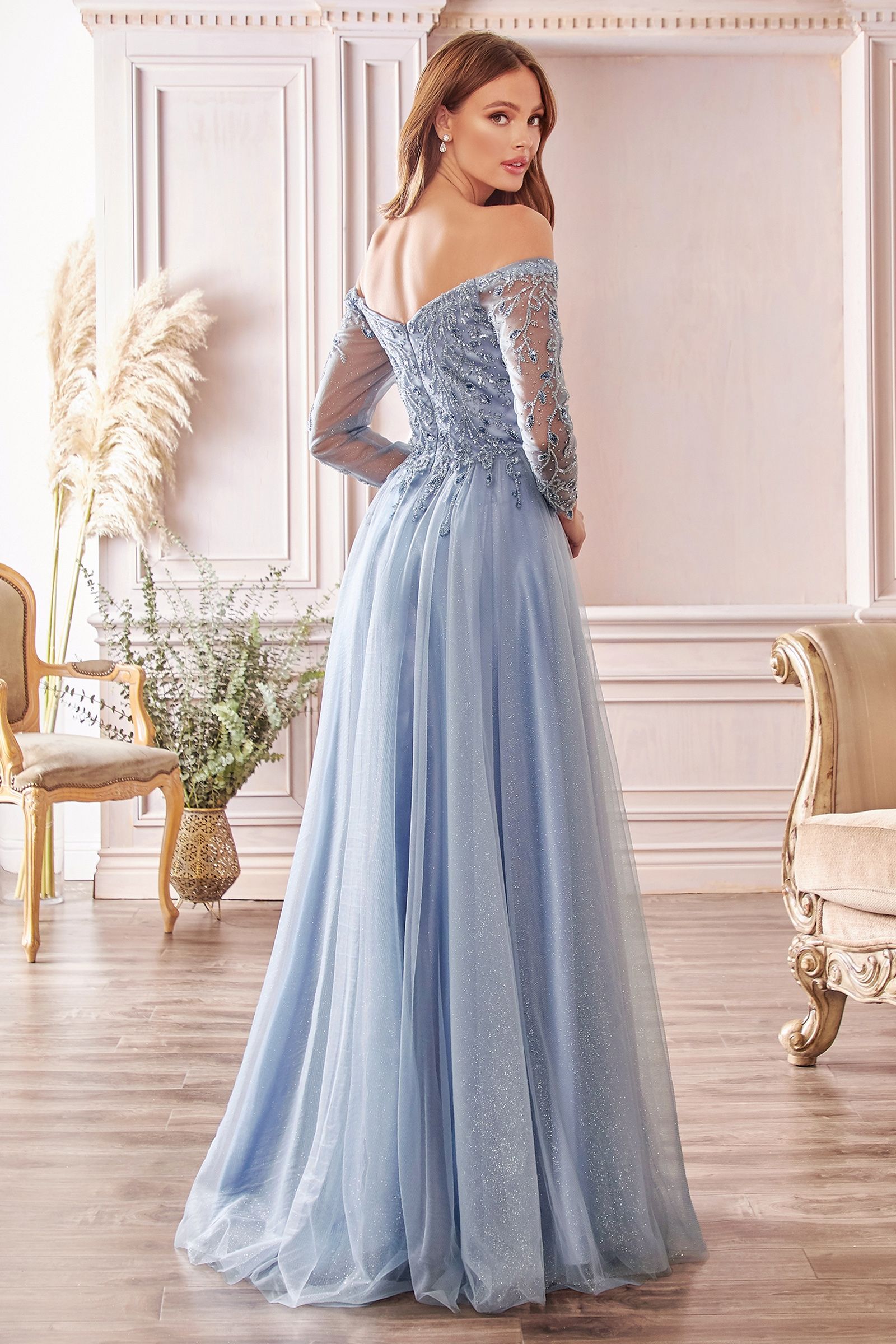 Off-shoulder A-line dress-smcdress