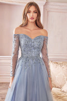 Off-shoulder A-line dress-smcdress