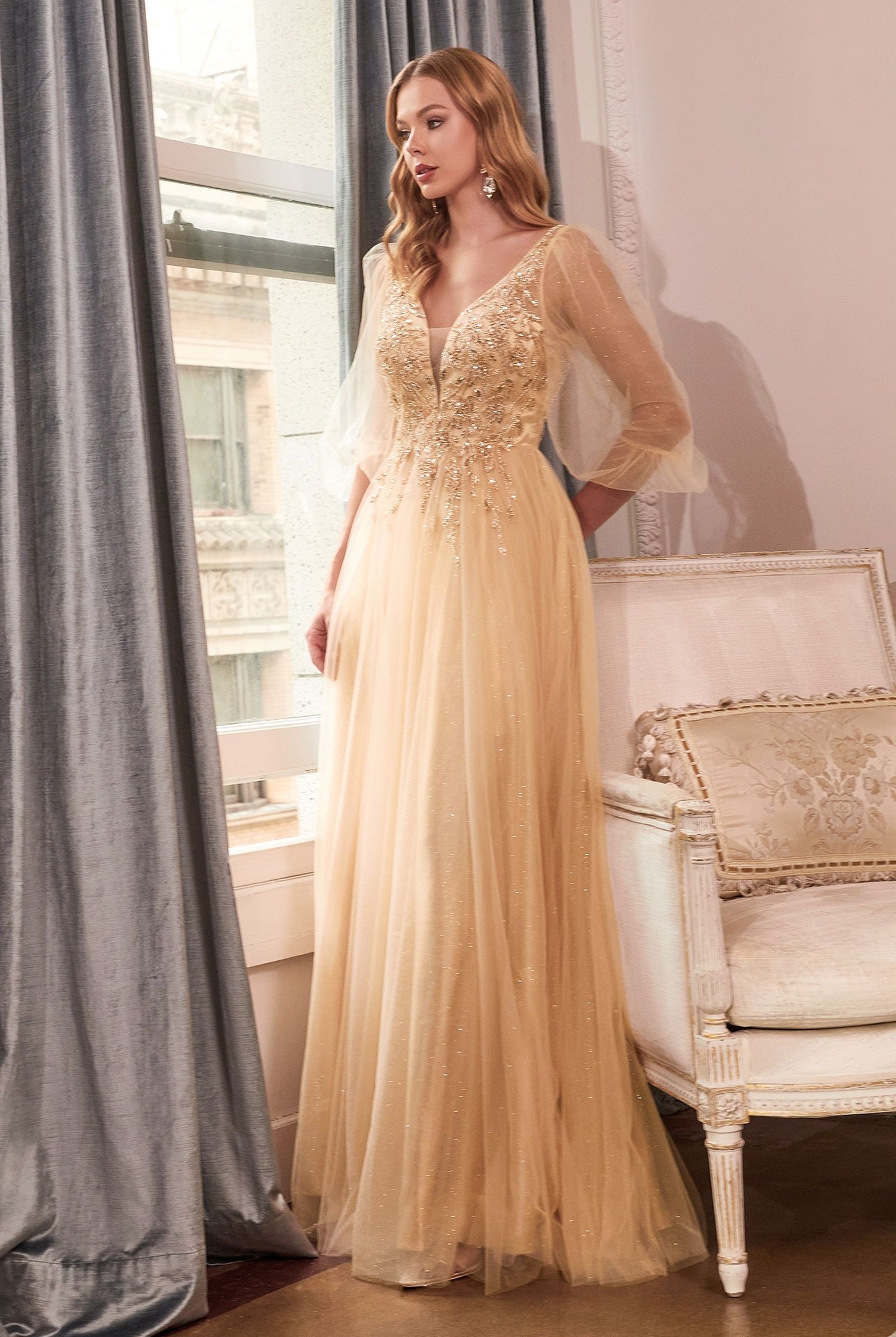 Tulle A-Line Dress with Glitter-smcdress