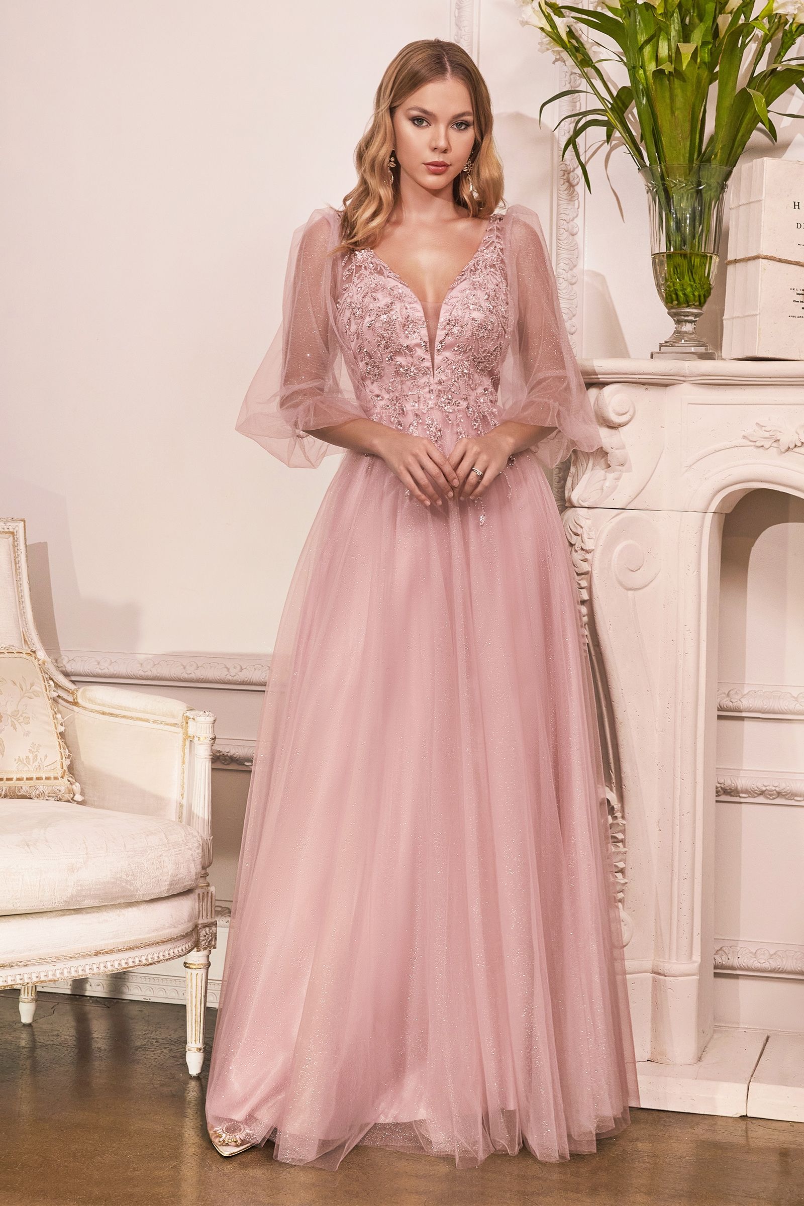 Tulle A-Line Dress with Glitter-smcdress
