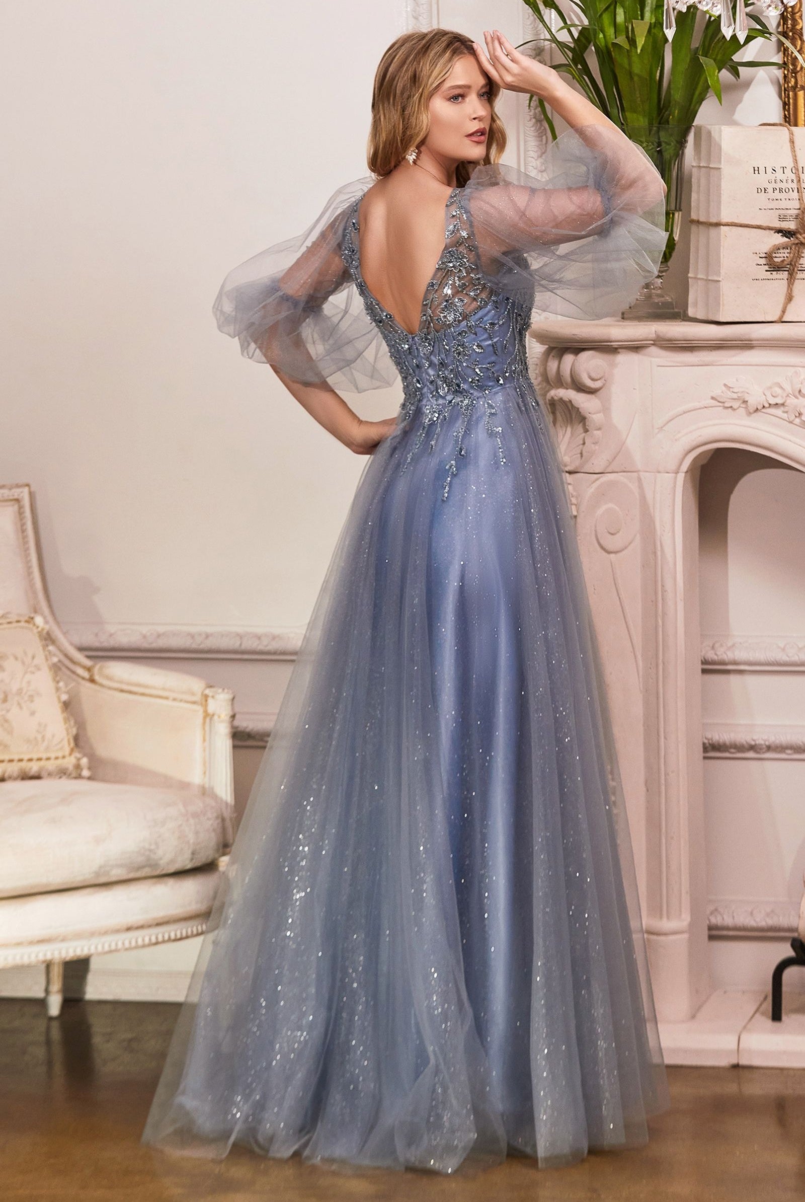 Tulle A-Line Dress with Glitter-smcdress