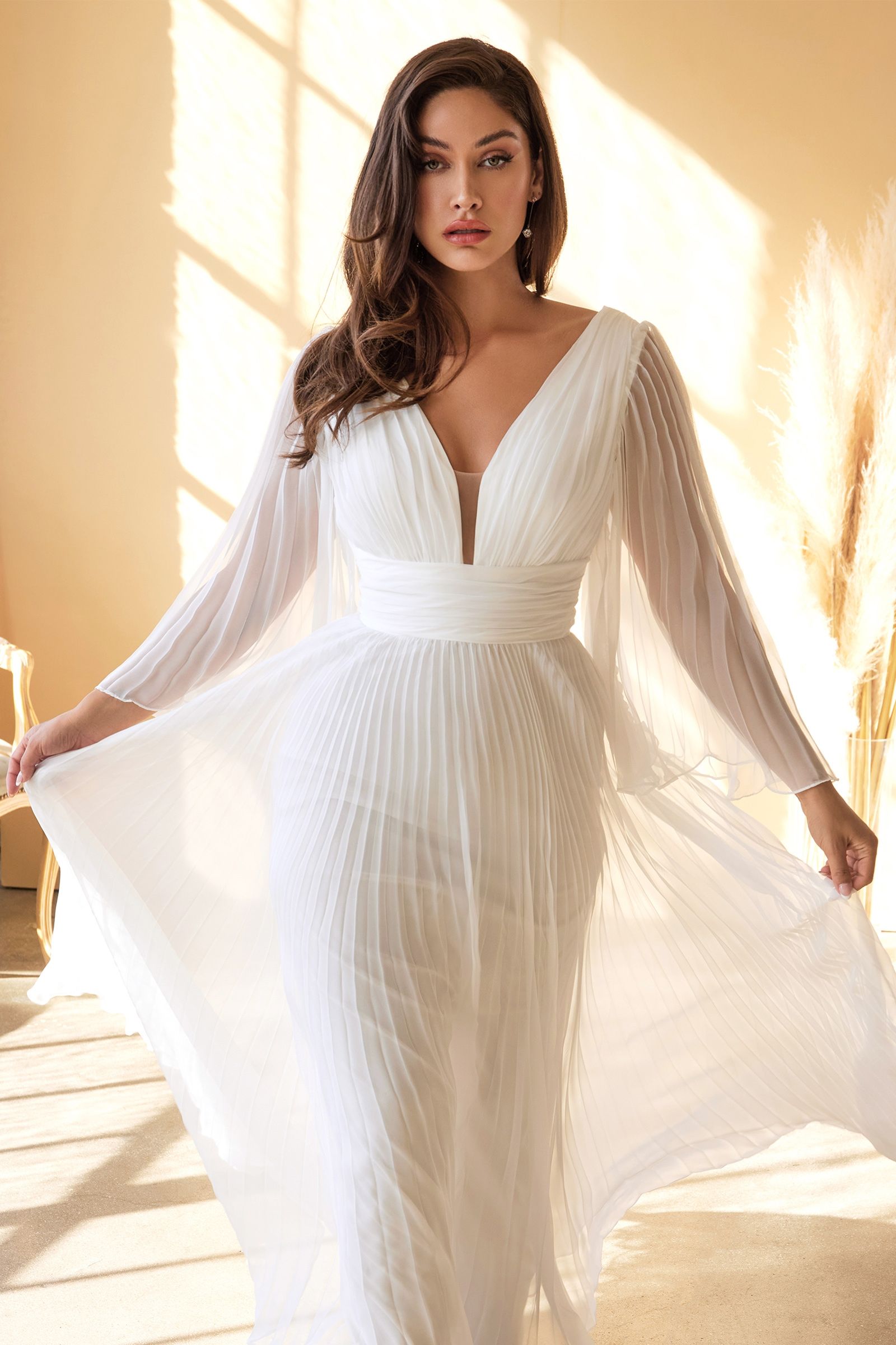 Pleated Chiffon Gown-smcdress