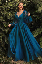 LONG SLEEVE CHIFFON A-LINE DRESS-smcdress