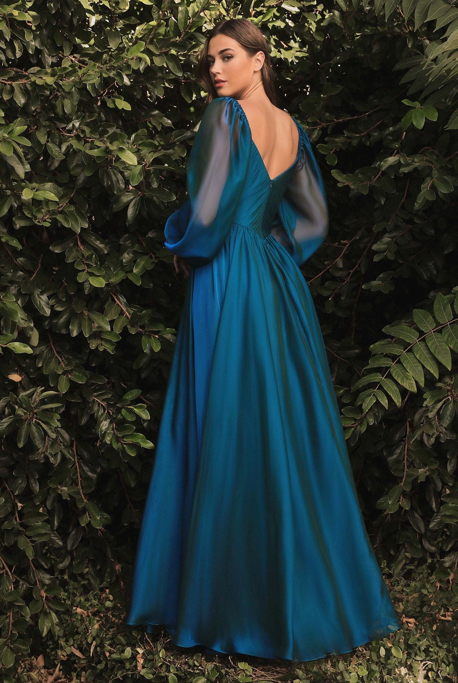 LONG SLEEVE CHIFFON A-LINE DRESS-smcdress