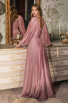LONG SLEEVE CHIFFON A-LINE DRESS-smcdress