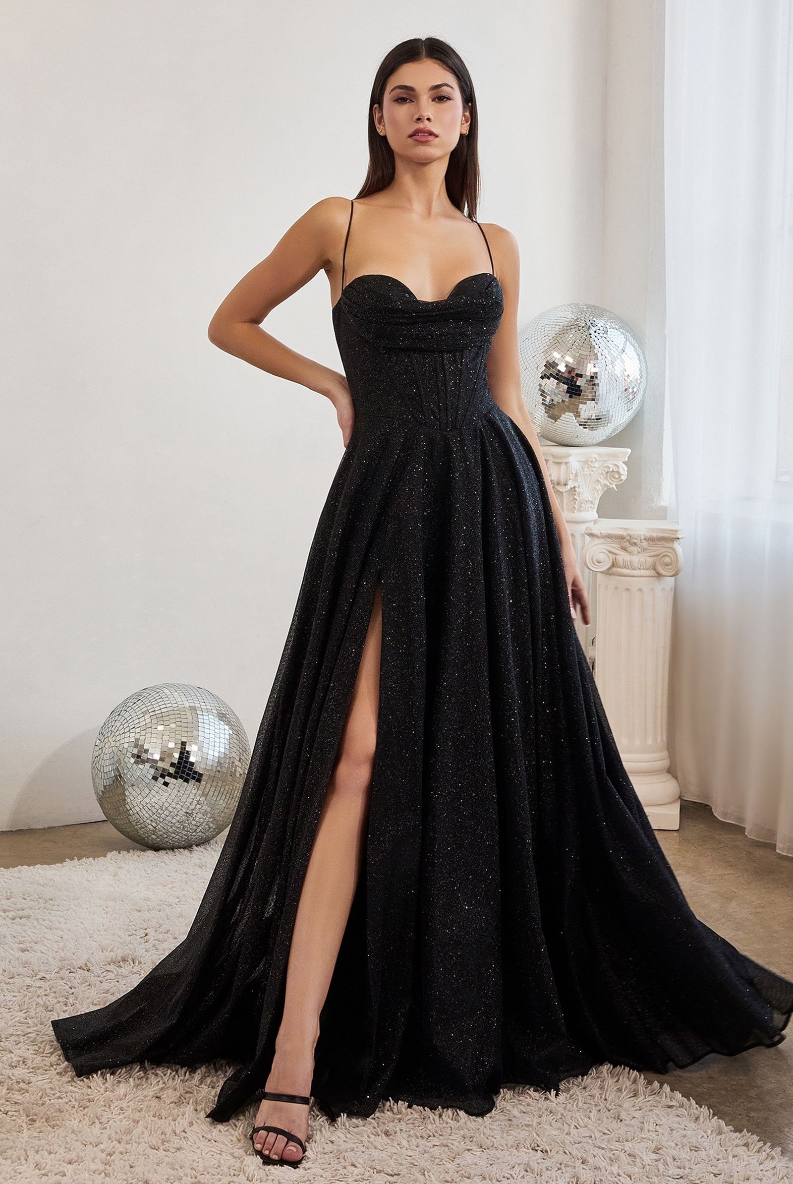 Glitter Ball Gown w/ Lace-Up Corset-smcdress
