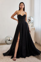 Glitter Ball Gown w/ Lace-Up Corset-smcdress