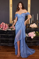 Off-shoulder Glitter Gown-smcdress