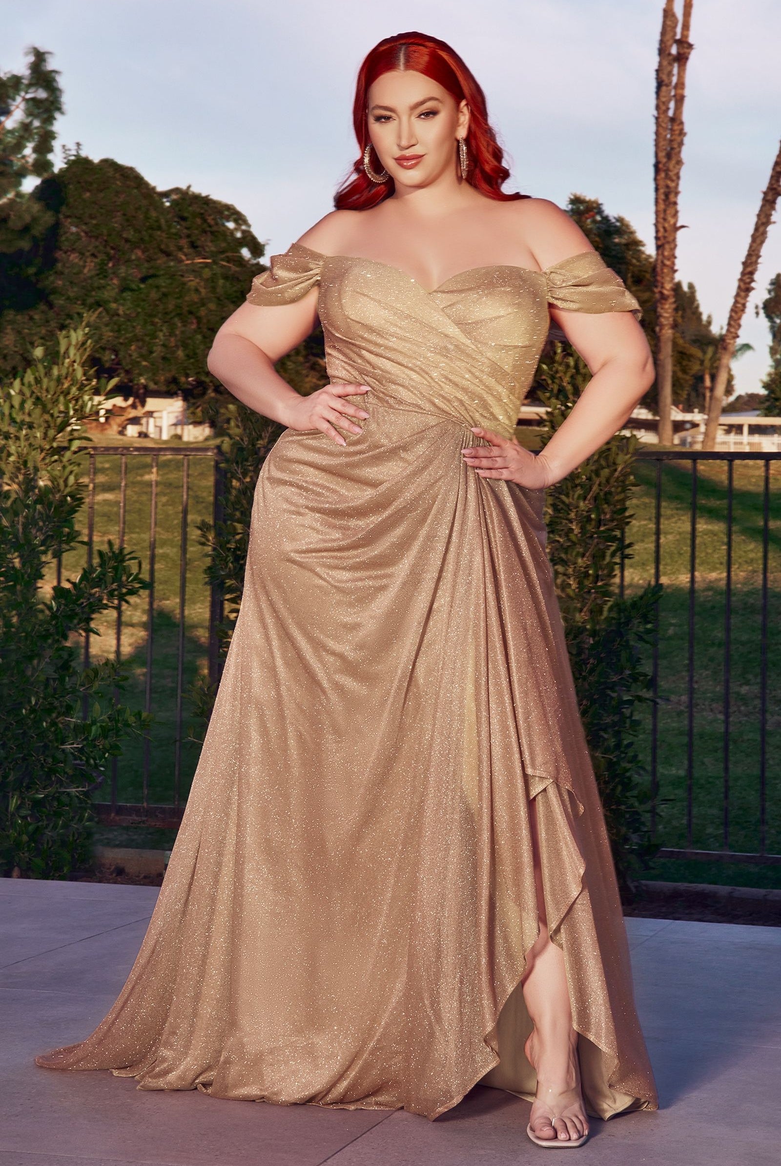 Glitter Shoulder Gown-smcdress