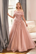 Glitter Tulle Ball Gown w/ Strapless Layer-smcdress