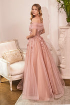 Glitter Tulle Ball Gown w/ Strapless Layer-smcdress