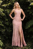 Floral Applique Gown, Fitted-smcdress