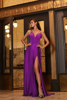 Double Criss Cross Straps Reckless High Leg Slit prom gown-smcdress