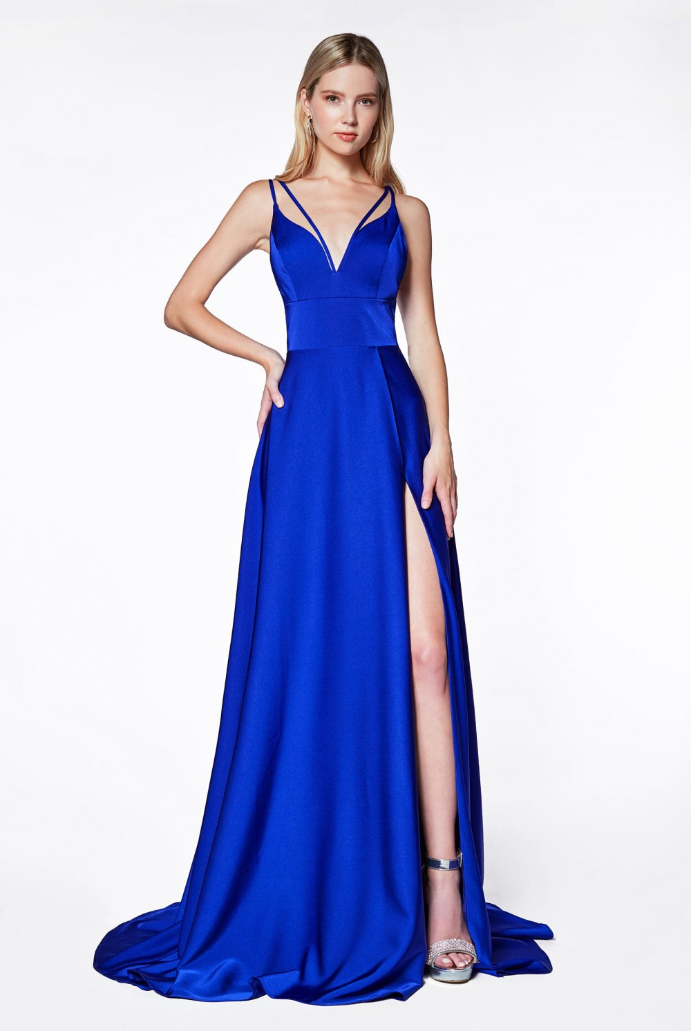 Double Criss Cross Straps Reckless High Leg Slit prom gown-smcdress