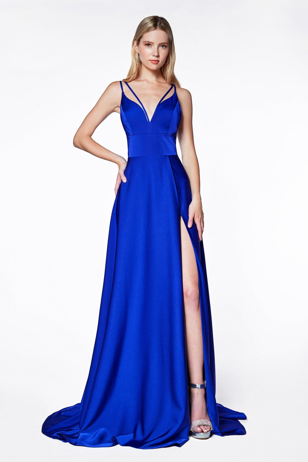 Double Criss Cross Straps Reckless High Leg Slit prom gown-smcdress