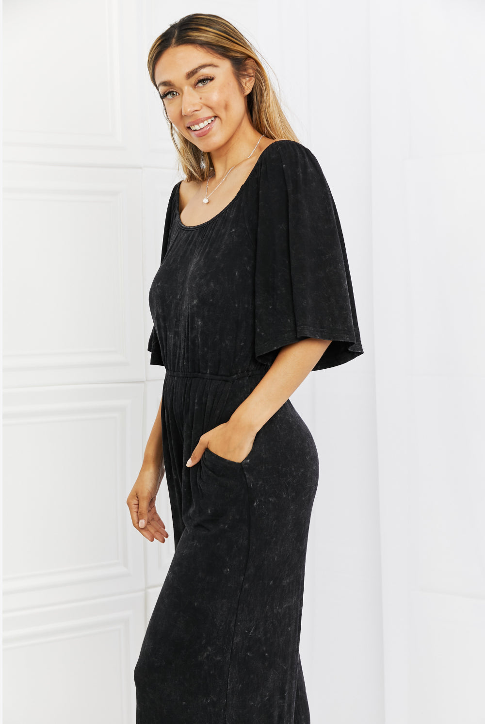 White Birch Weekend Trip Vintage Wash Jumpsuit-smcdress