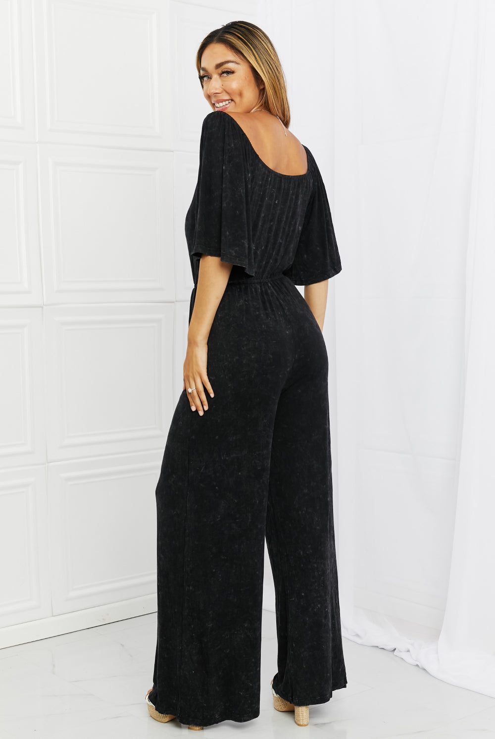 White Birch Weekend Trip Vintage Wash Jumpsuit-smcdress