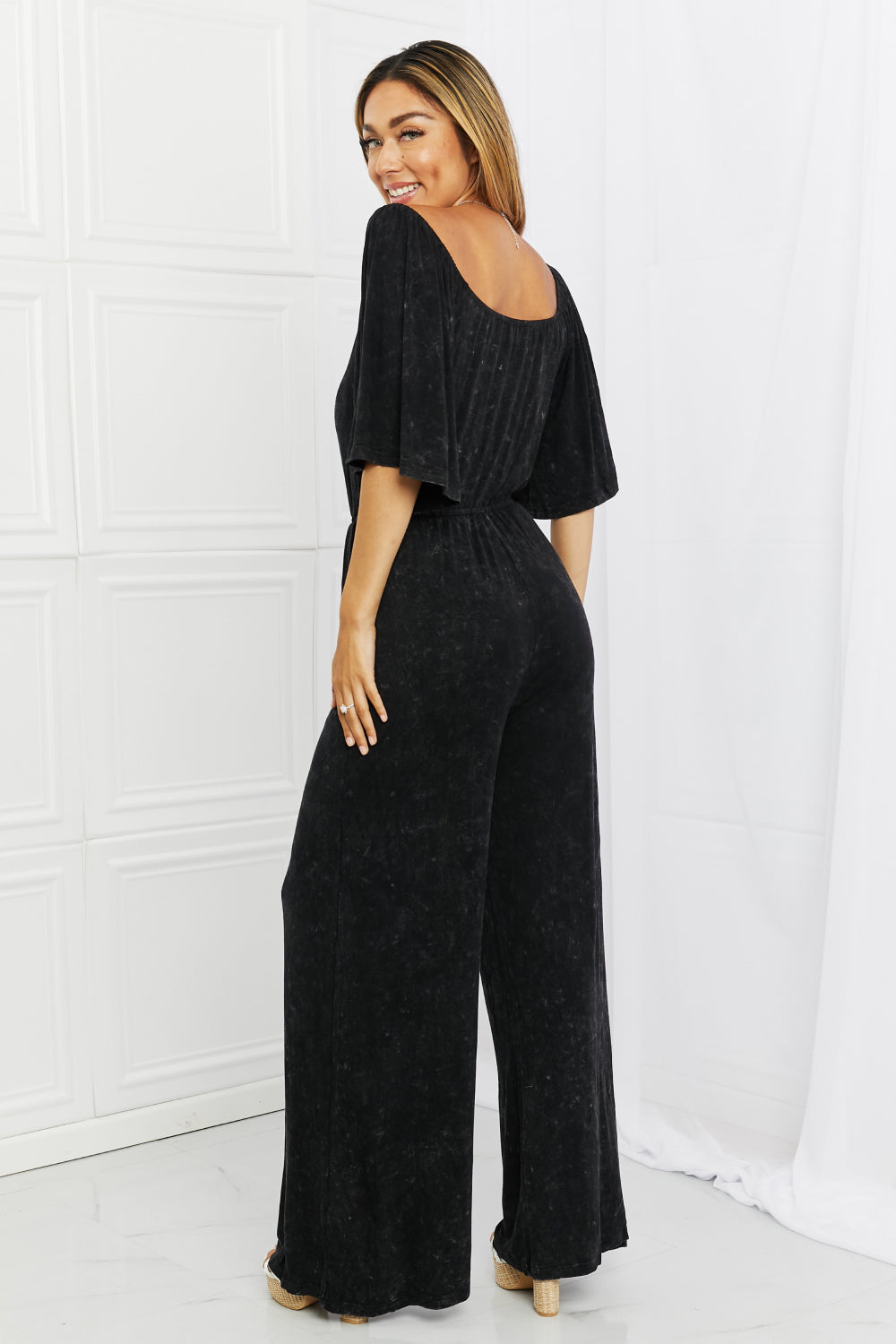 White Birch Weekend Trip Vintage Wash Jumpsuit-smcdress