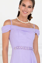 Chiffon Ruched A-Line Long Dress-smcdress