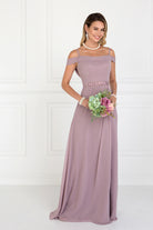 Chiffon Ruched A-Line Long Dress-smcdress