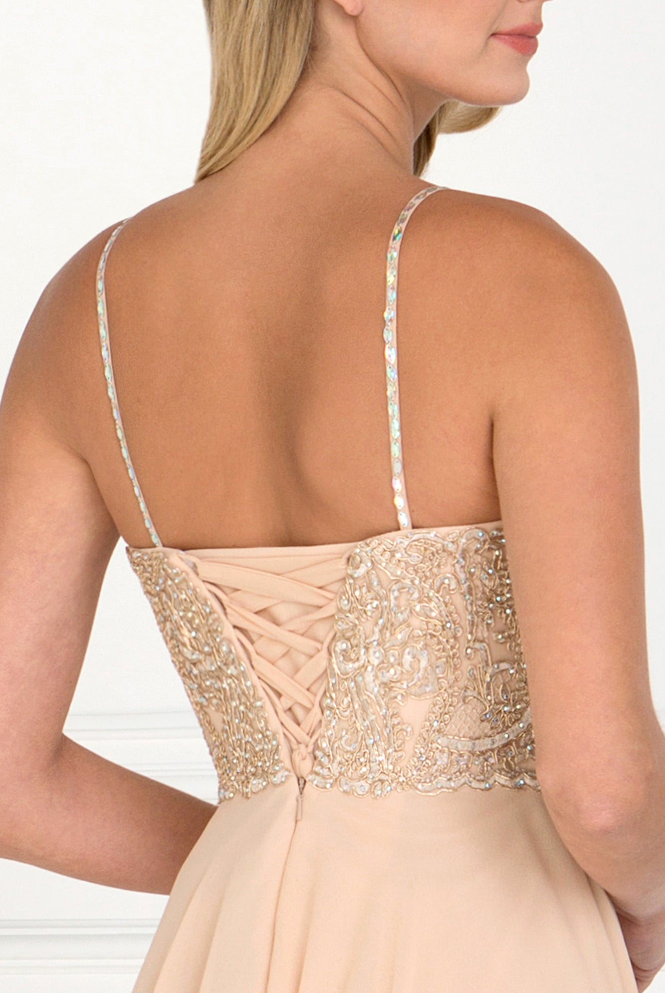 Chiffon Long Dress with Jewels Embellished-smcdress