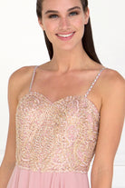 Chiffon Long Dress with Jewels Embellished-smcdress