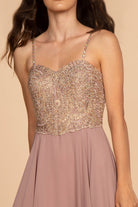 Chiffon Long Dress with Jewels Embellished-smcdress