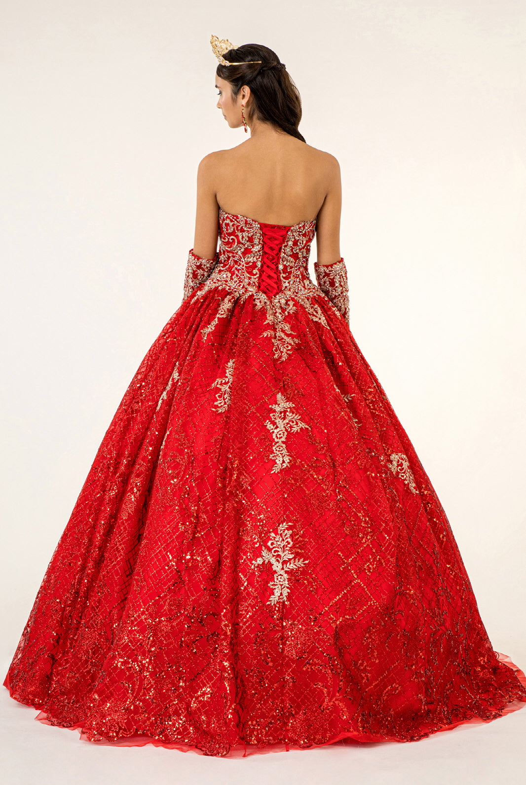 Quinceanera Dress With Detached Long Sleeve-smcdress