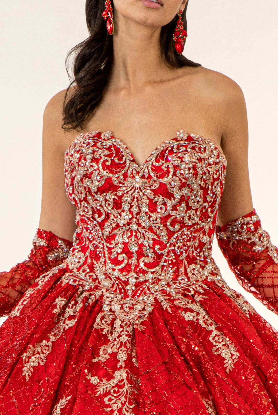 Quinceanera Dress With Detached Long Sleeve-smcdress