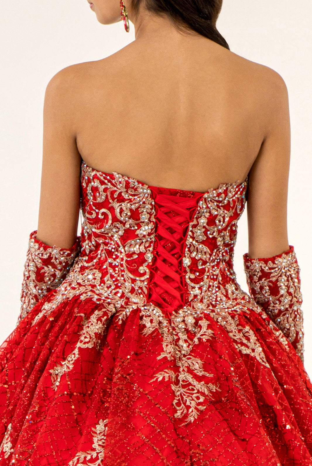 Quinceanera Dress With Detached Long Sleeve-smcdress