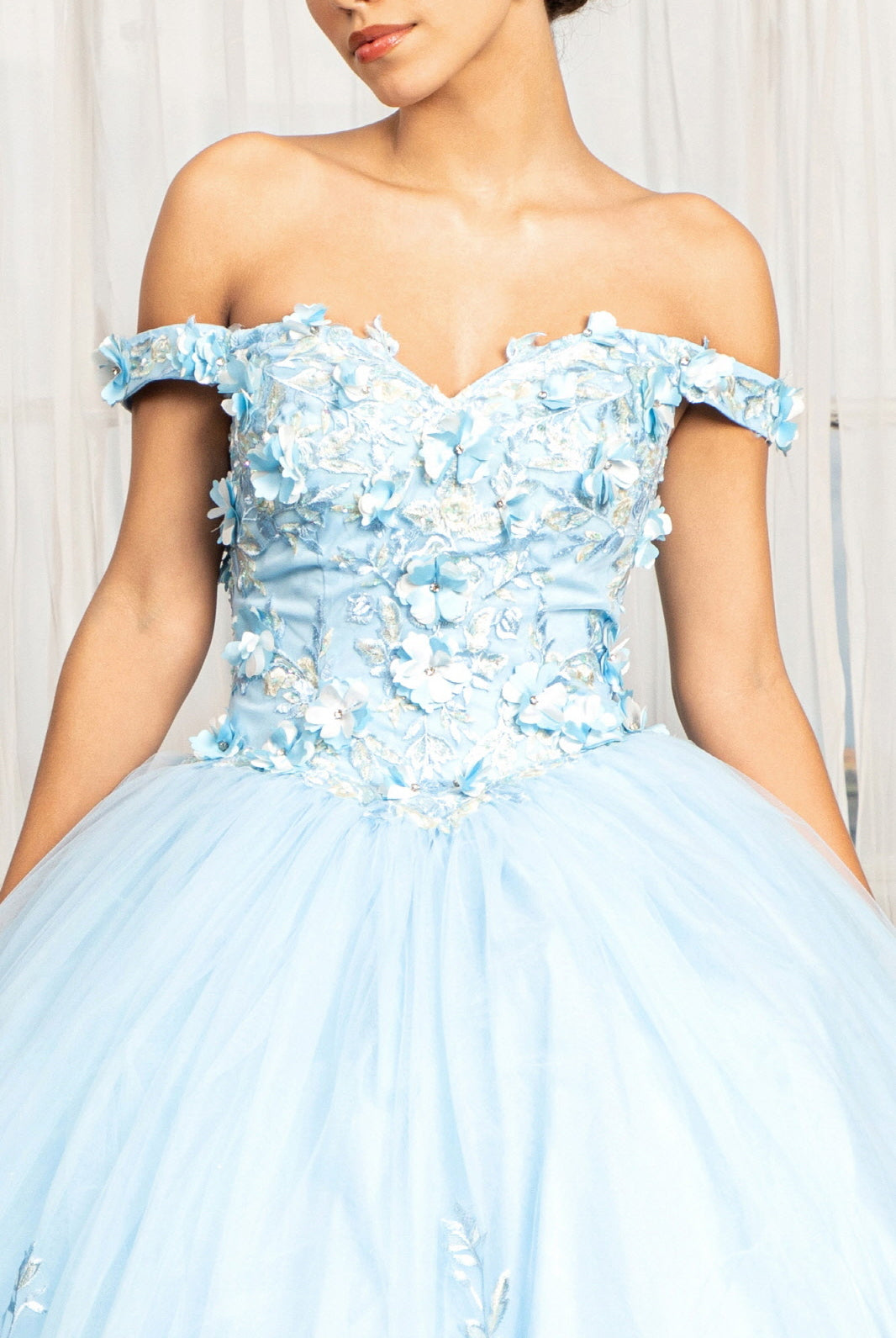 3D Floral Applique Embellished Quinceanera Dress-smcdress