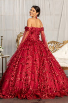 Cut-Away Shoulder Glitter Quinceanera Dress-smcdress