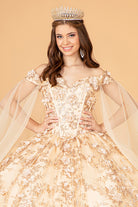 Cut-Away Shoulder Glitter Quinceanera Dress-smcdress