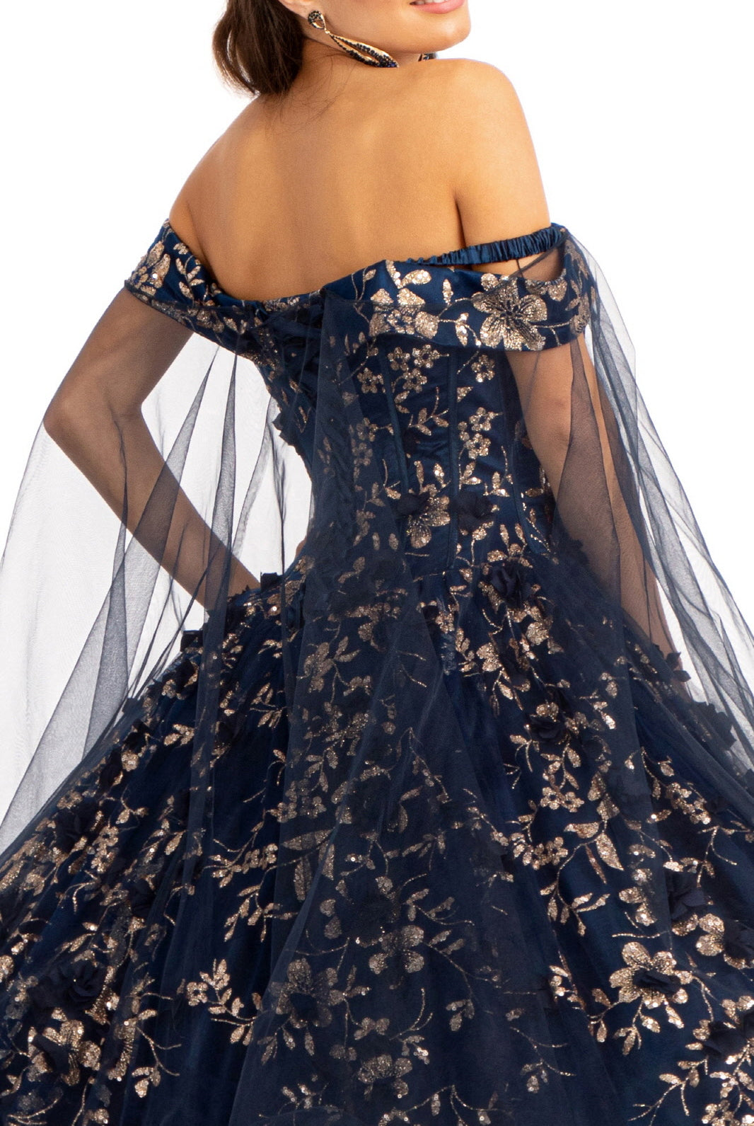 Cut-Away Shoulder Glitter Quinceanera Dress-smcdress