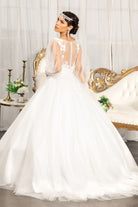 Beads Embellished Wedding Gown with Sheer Back-smcdress