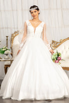Beads Embellished Wedding Gown with Sheer Back-smcdress
