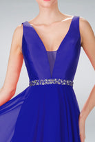 Chiffon Long Dress with Beaded Waist-smcdress