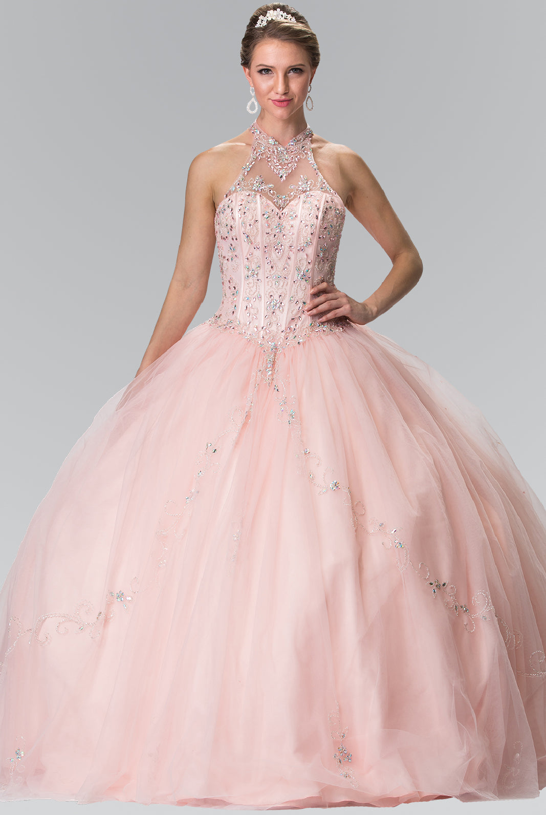 Beads Embellished Quinceanera Long Dress-smcdress