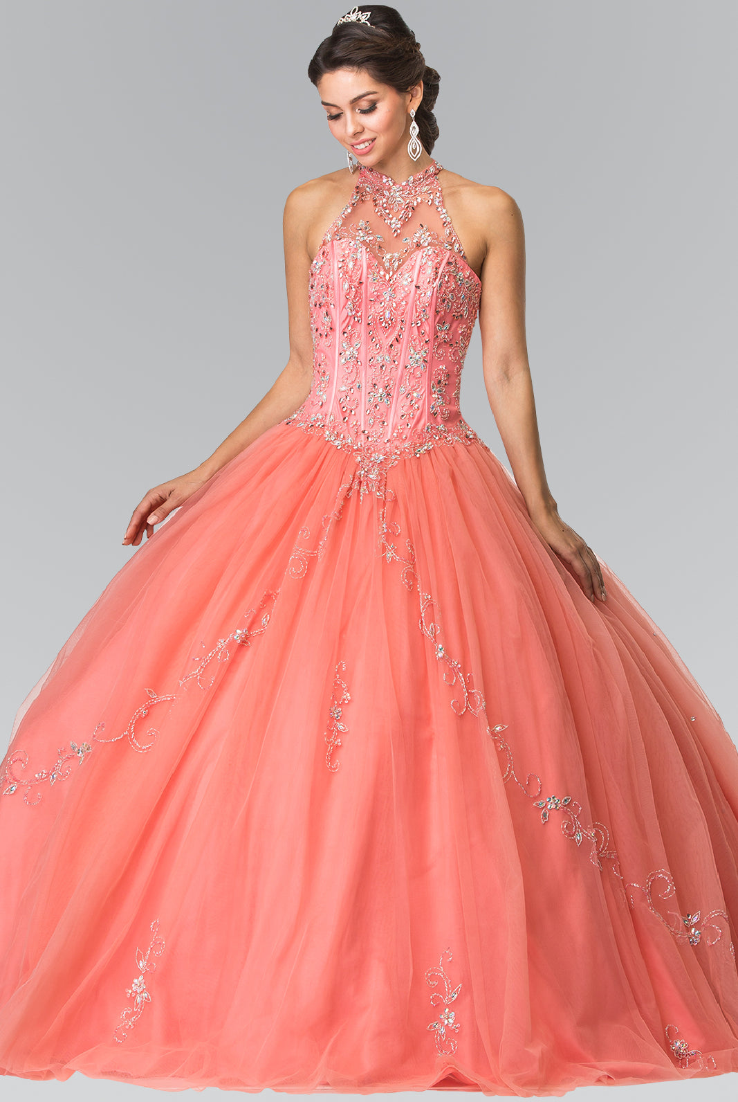 Beads Embellished Quinceanera Long Dress-smcdress