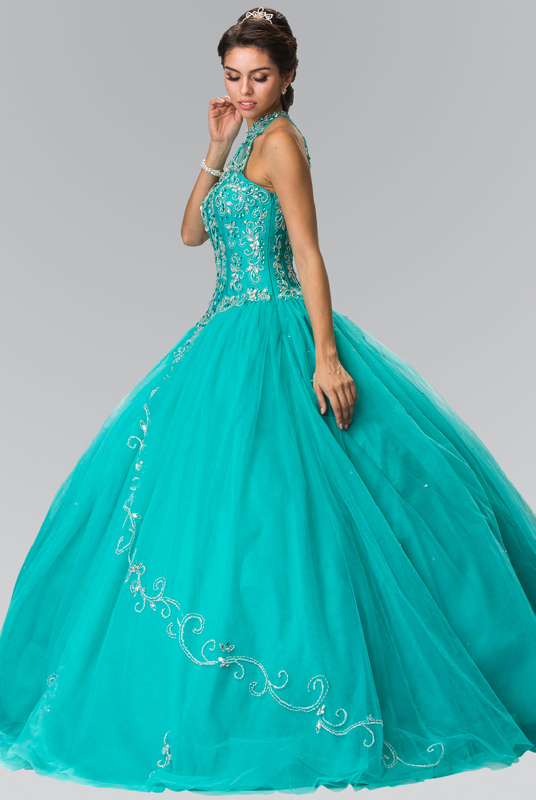 Beads Embellished Quinceanera Long Dress-smcdress