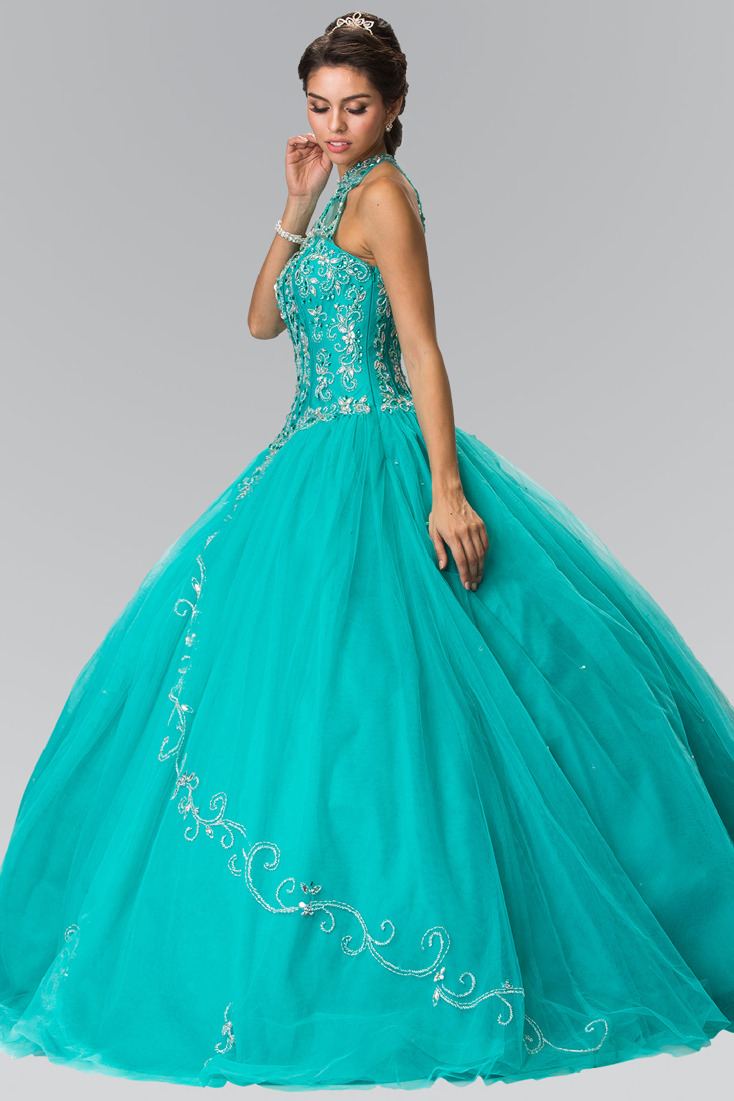 Beads Embellished Quinceanera Long Dress-smcdress