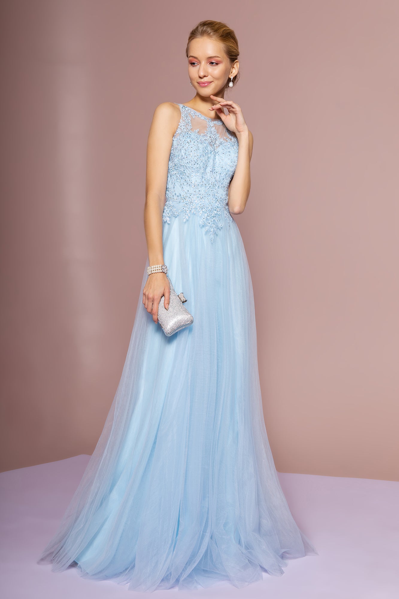 Floral Lace Embellished Bodice Mesh Dress-smcdress