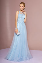 Floral Lace Embellished Bodice Mesh Dress-smcdress