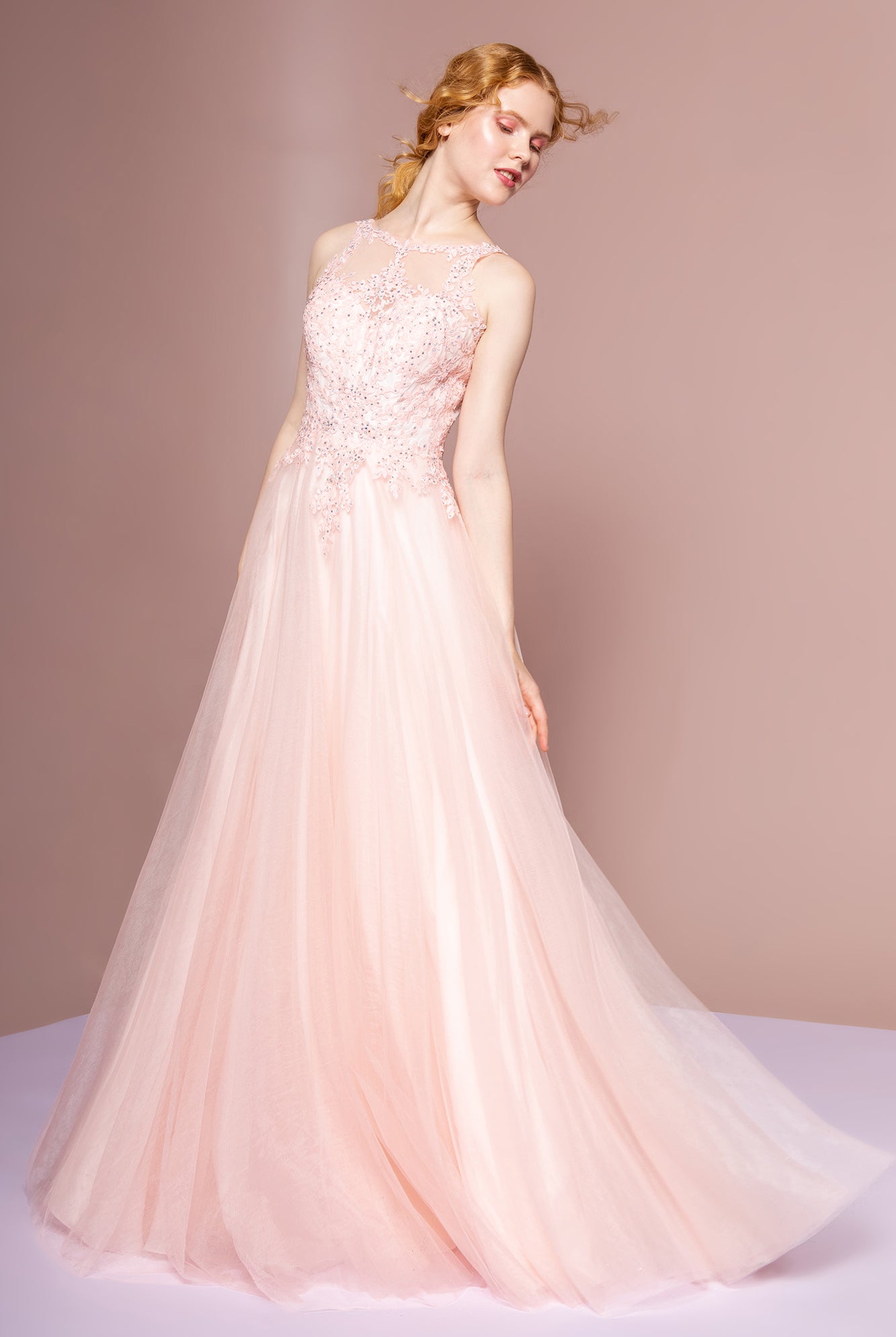 Floral Lace Embellished Bodice Mesh Dress-smcdress