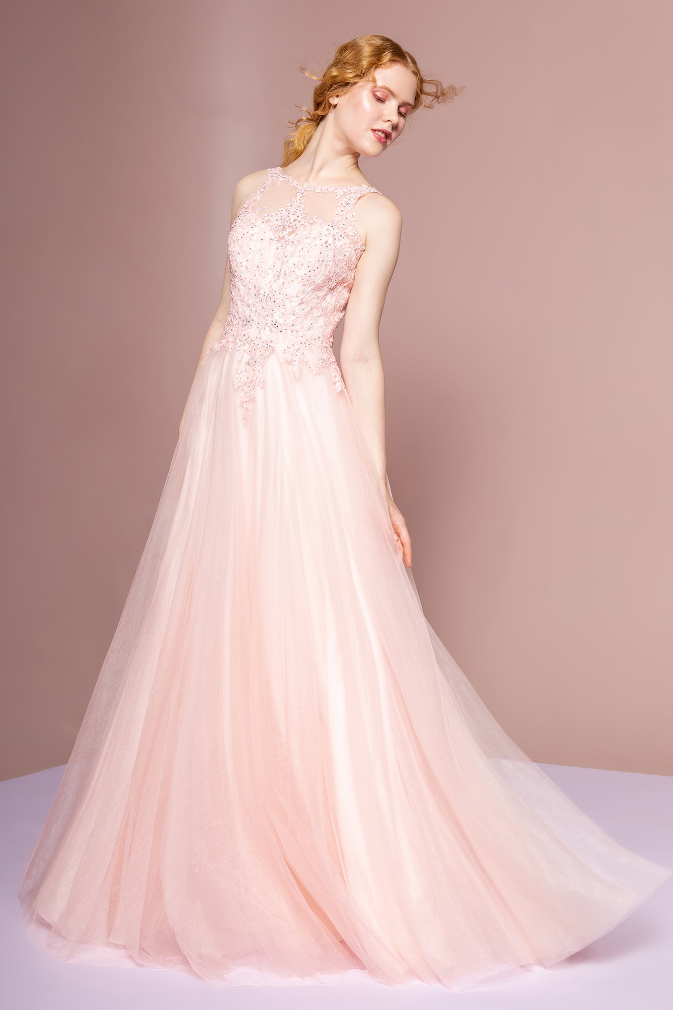 Floral Lace Embellished Bodice Mesh Dress-smcdress