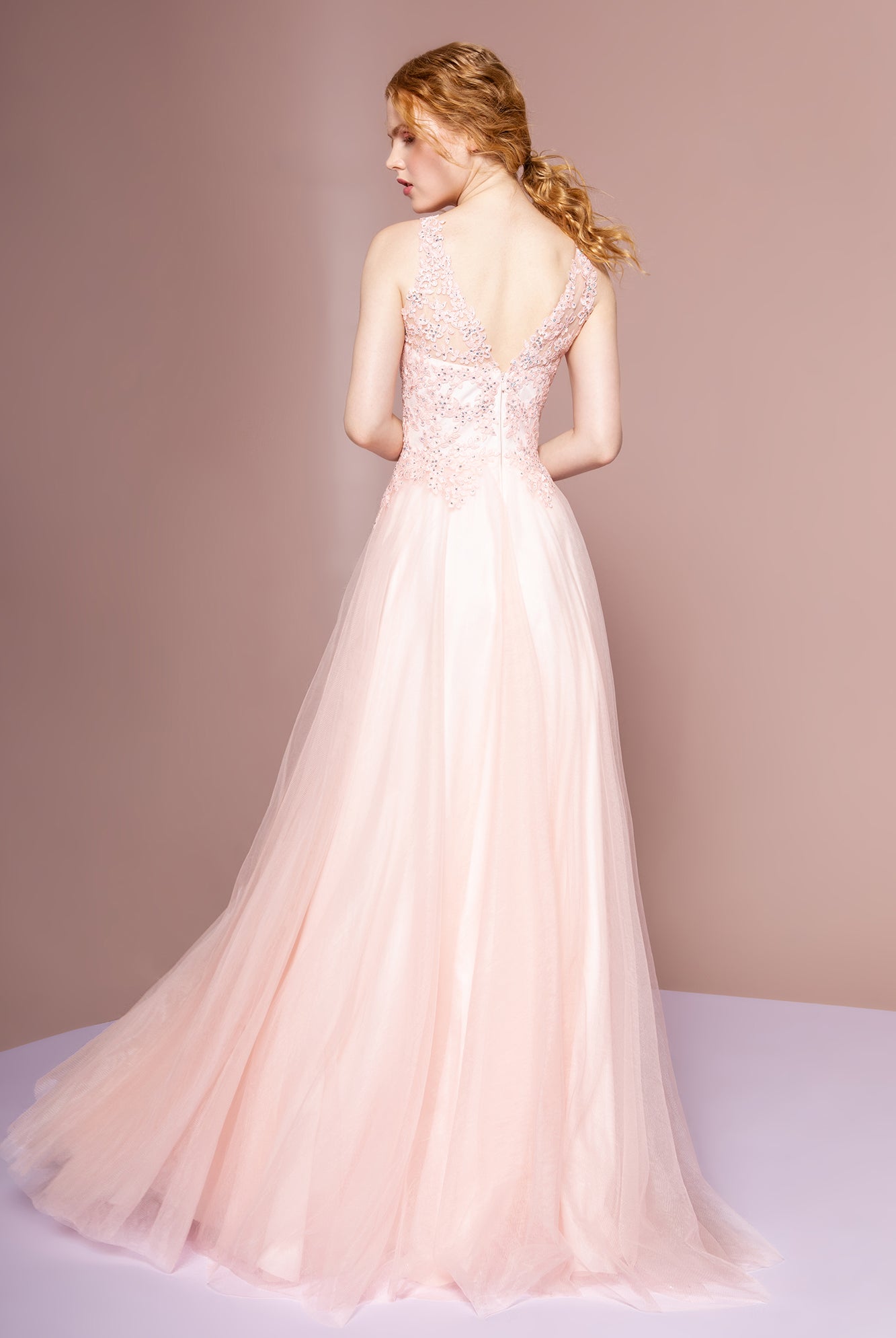 Floral Lace Embellished Bodice Mesh Dress-smcdress