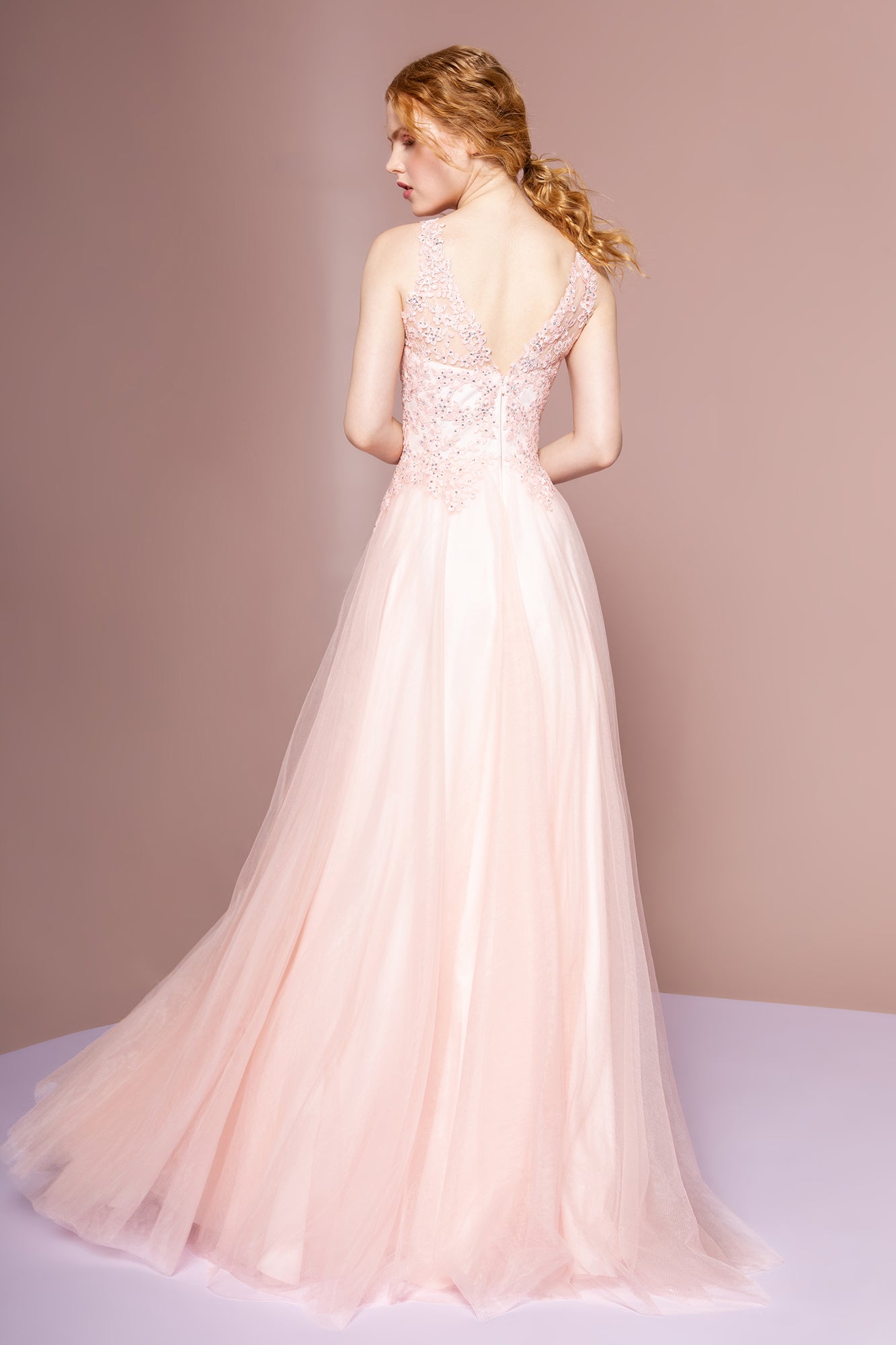 Floral Lace Embellished Bodice Mesh Dress-smcdress