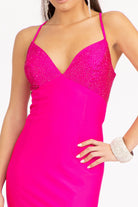 Beads Embellished Jersey Mermaid Dress-smcdress