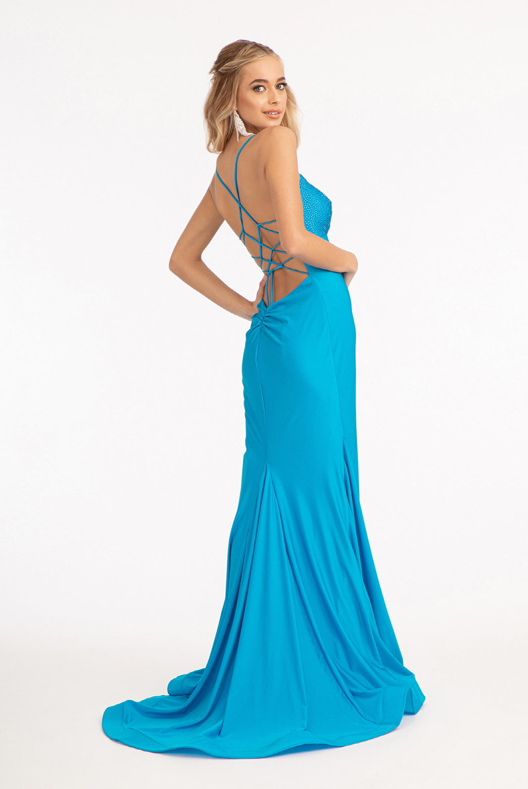 Beads Embellished Jersey Mermaid Dress-smcdress