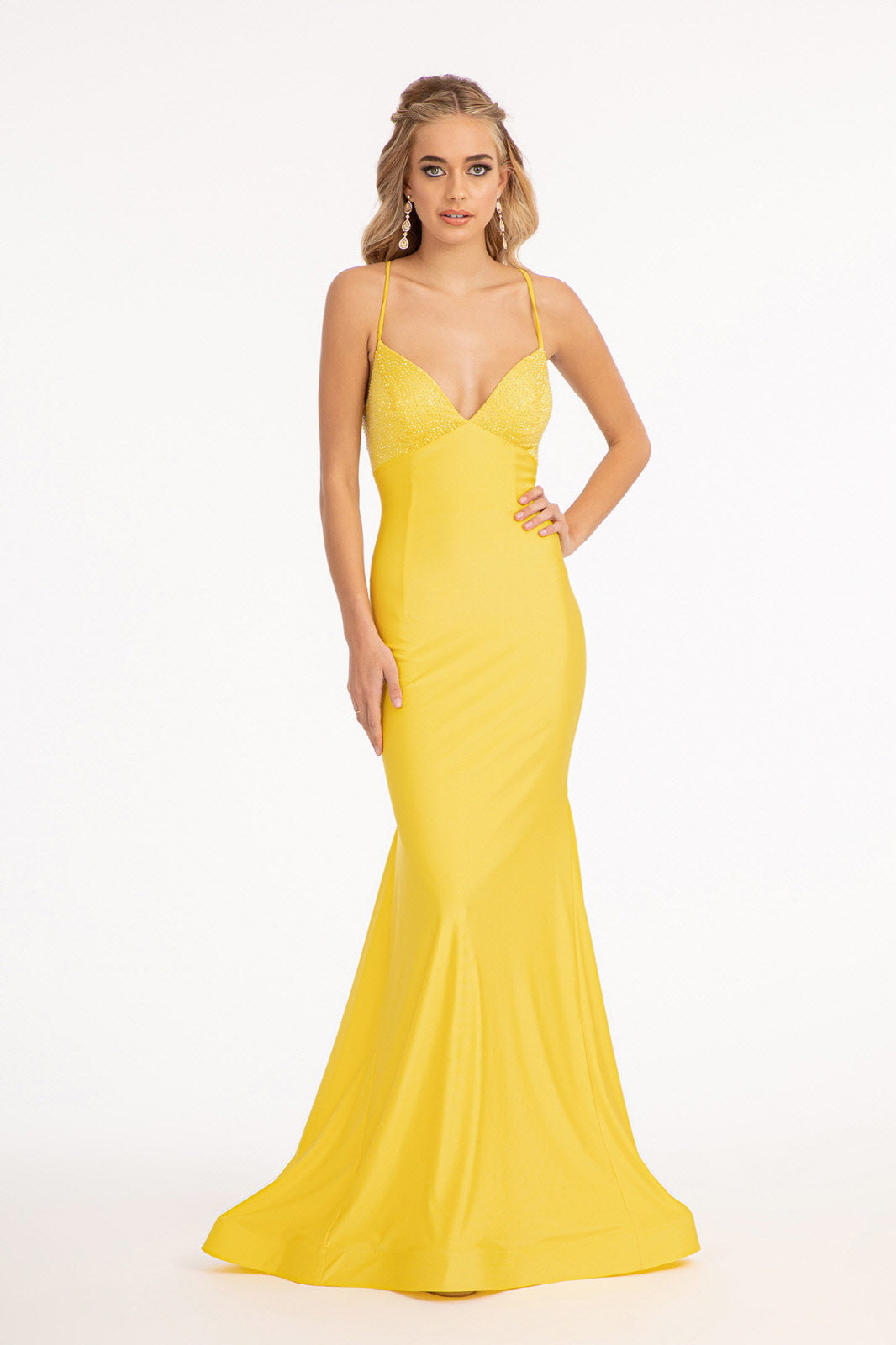 Beads Embellished Jersey Mermaid Dress-smcdress